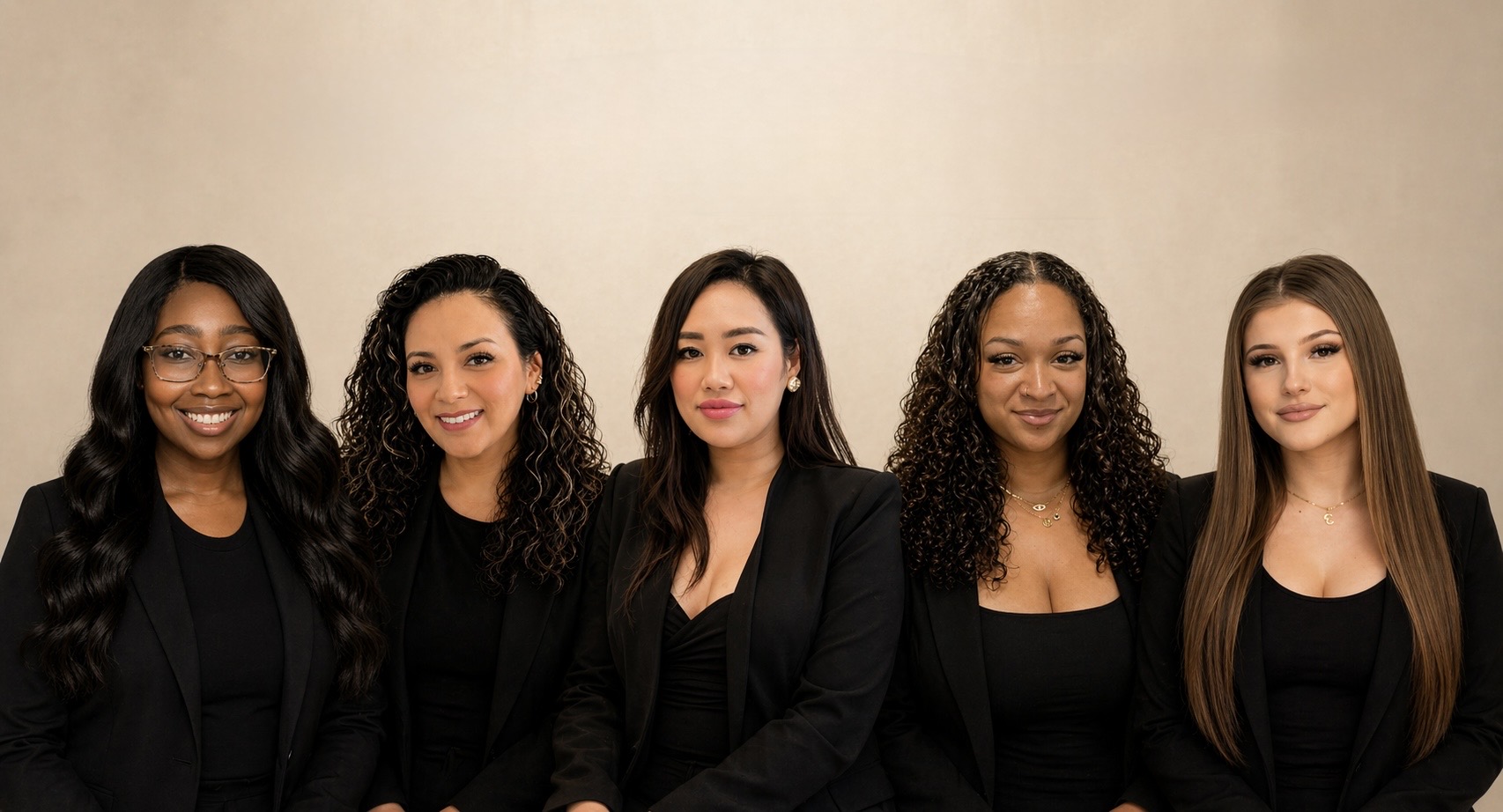 The Royal Lashes Studio team, five certified lash, brow and PMU artists