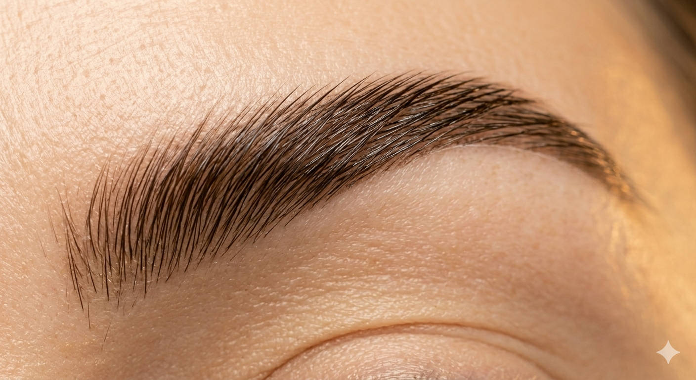 Fluffy laminated brows, sculpted and tinted