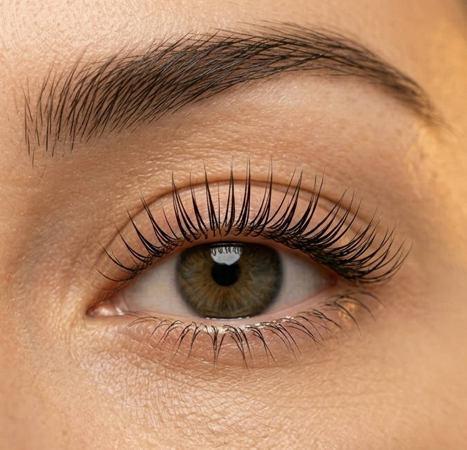 Professional lash lift and tint close-up