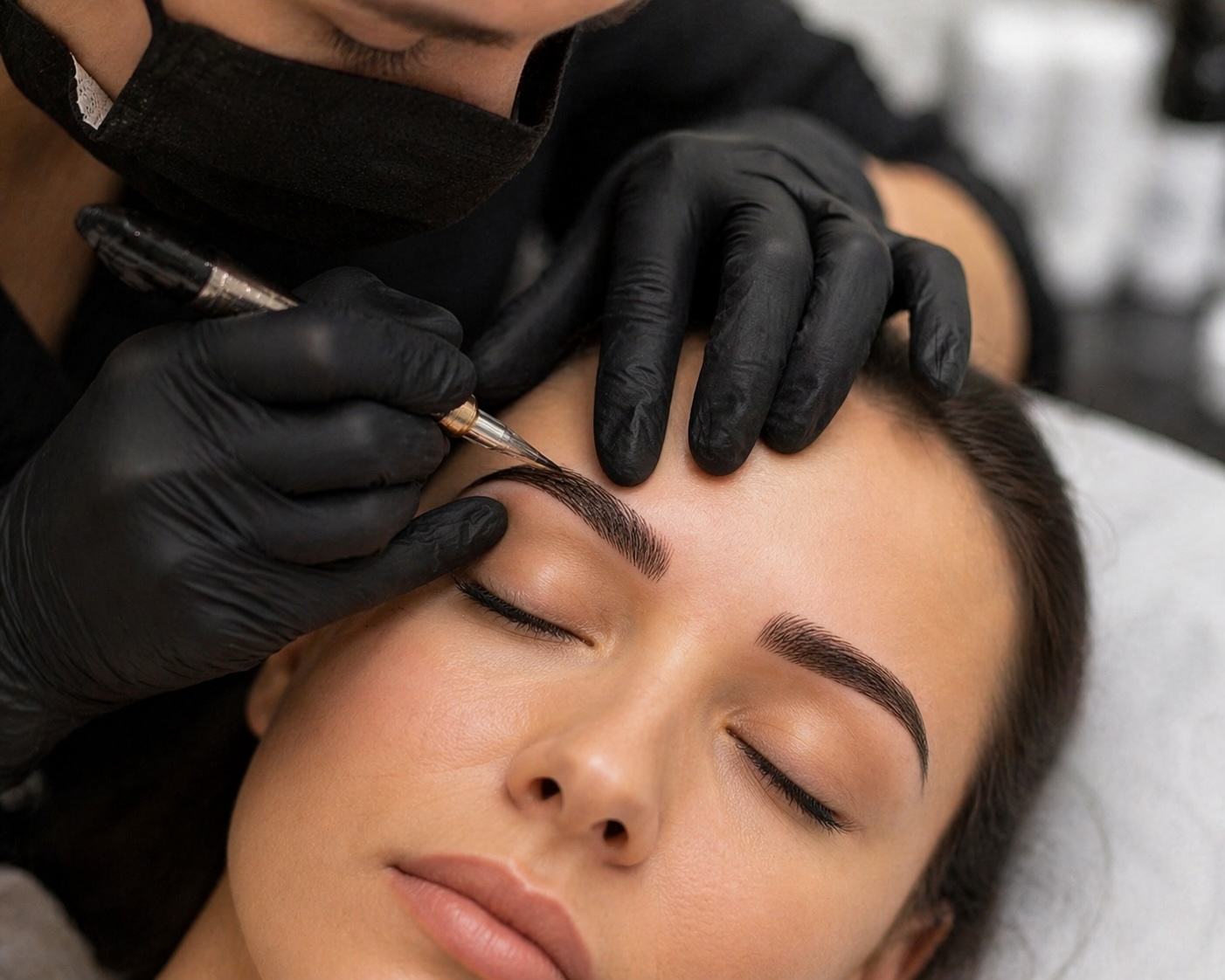 Permanent makeup procedure in progress